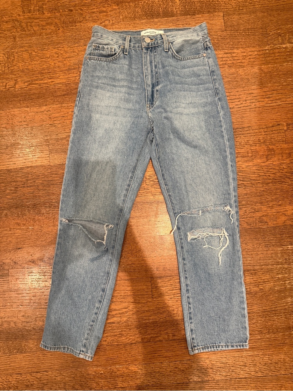 Just Black Light Blue Distressed Boyfriend Jeans